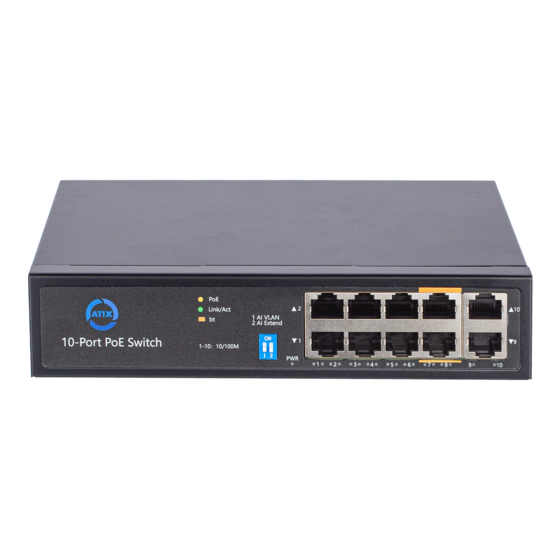 PoE коммутатор 10 портов ATIX AT-NS-8P2-96 (3F)